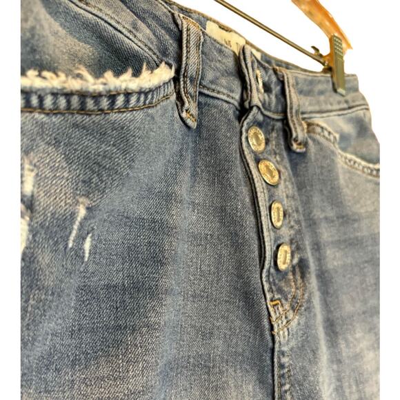 Women's We The Free / Free People Distressed Boot Cut Blue Jeans, Size 26, EUC - Picture 2 of 4